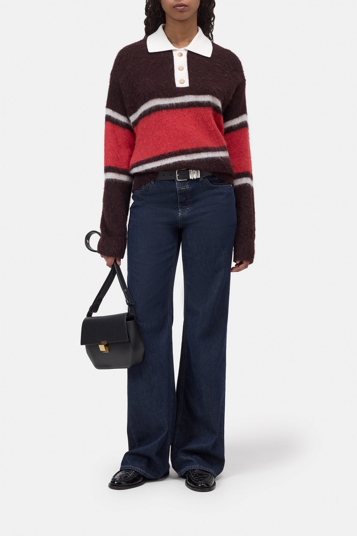 Closed Sweater Woman Polo Rugby Stripe