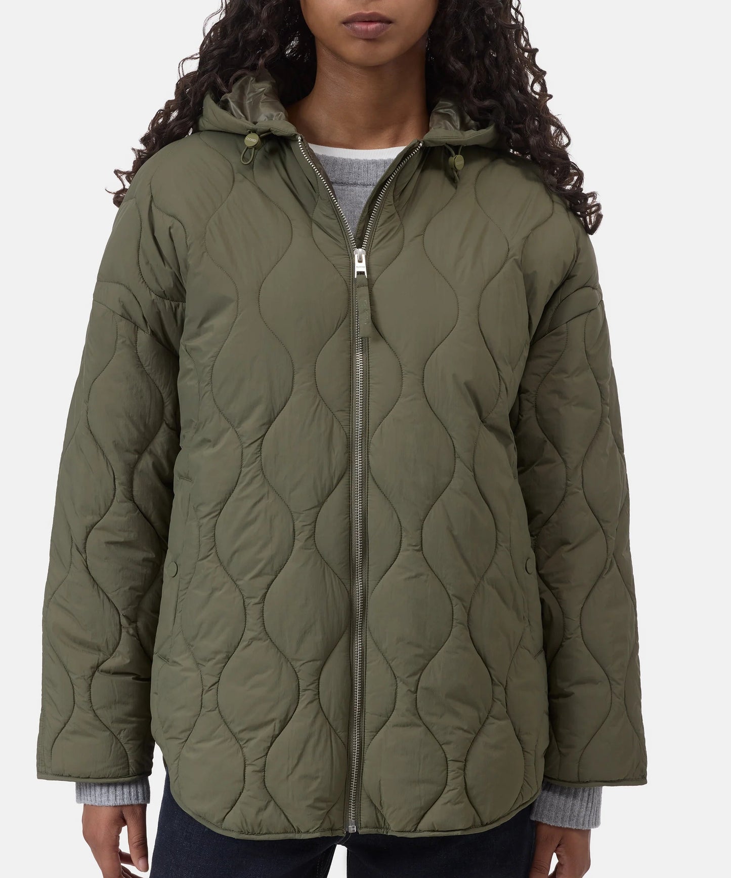 Closed Jacket Woman Quilted Hooded Jacket