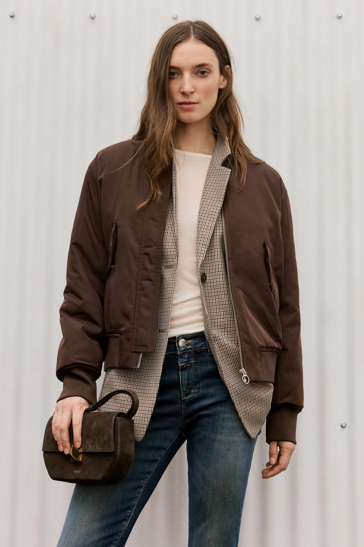 Closed Jacket Woman Blouson Mahagony Brown