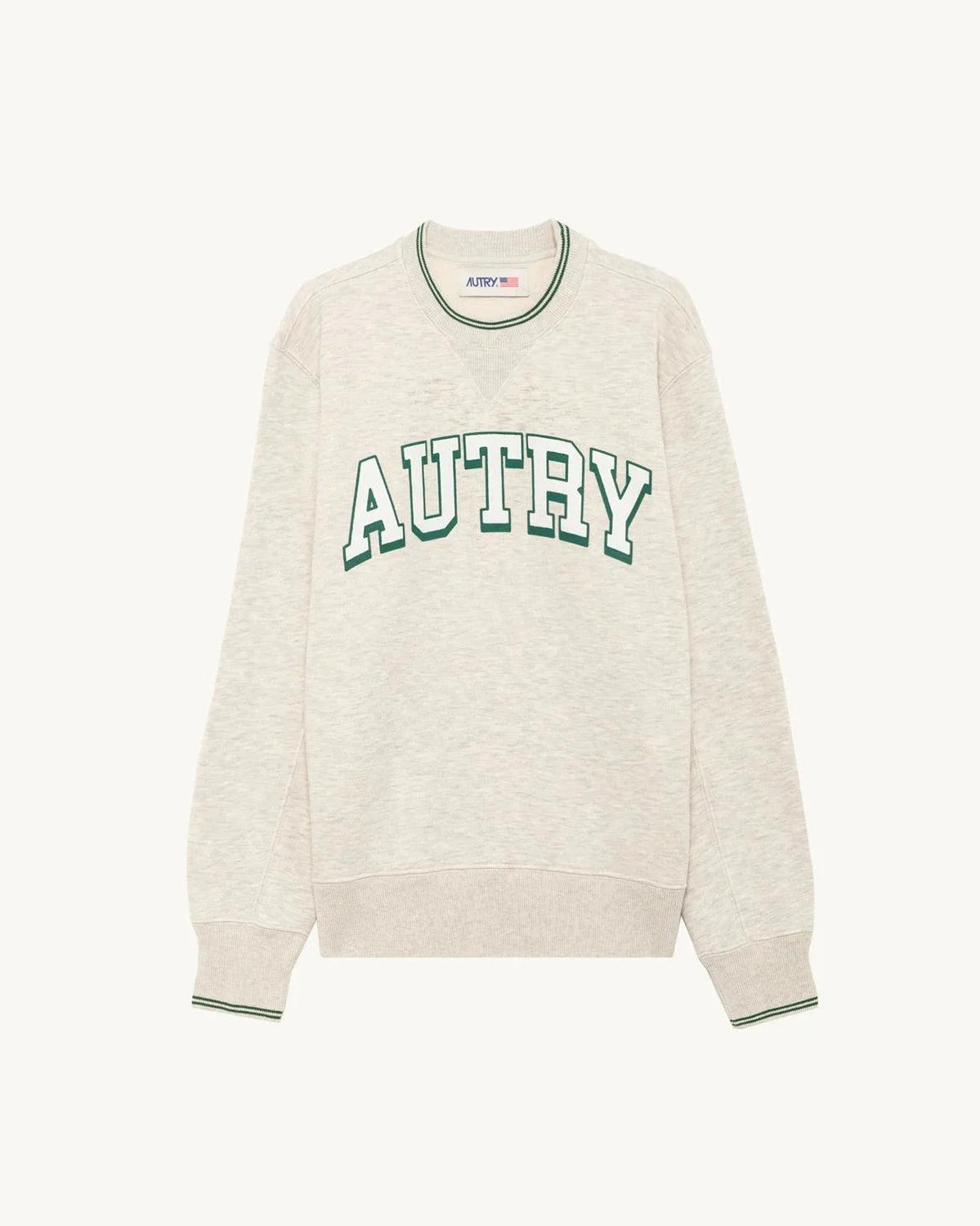 Autry Wear/Sweatshirt Man Crew Neck Long Sleeve Grey Melange/Green