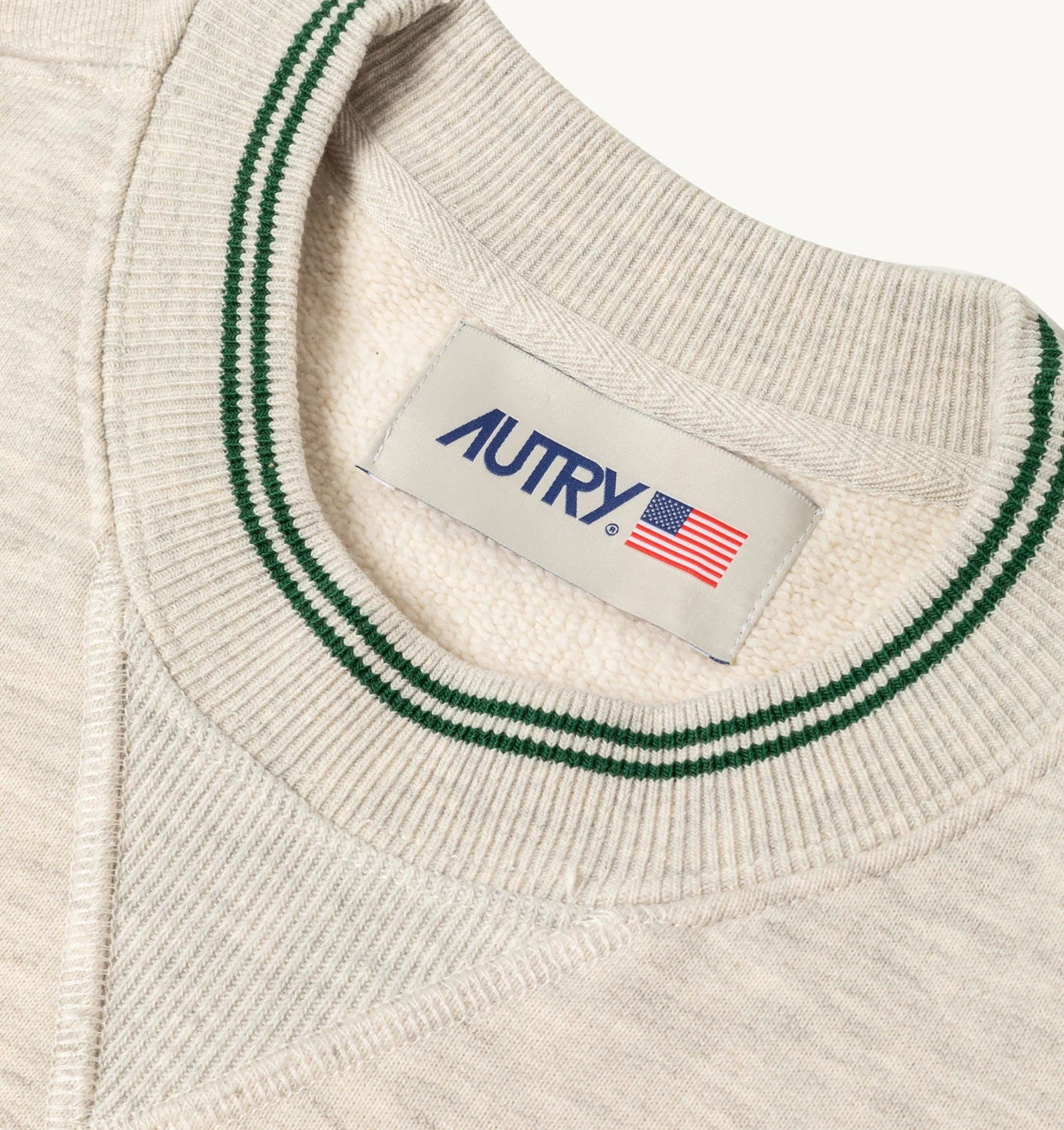 Autry Wear/Sweatshirt Man Crew Neck Long Sleeve Grey Melange/Green