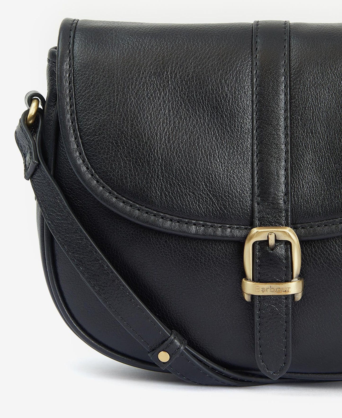 Barbour Bag Woman Medium Leather Saddle Black