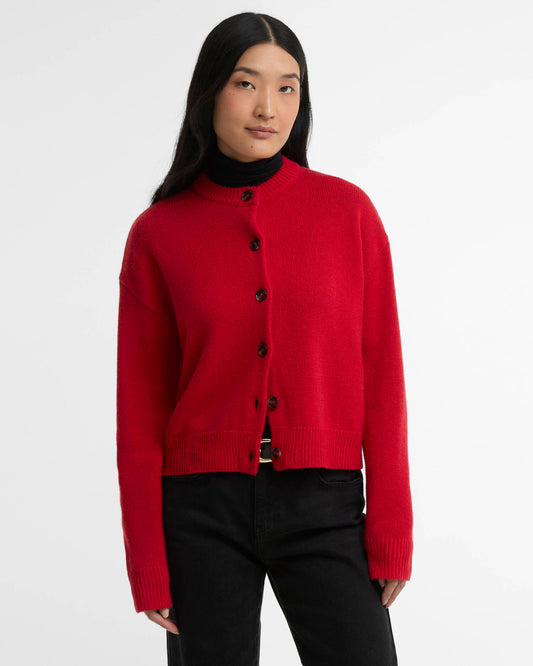 Barbour Sweater Woman Woodhouse Cardigan Crimson