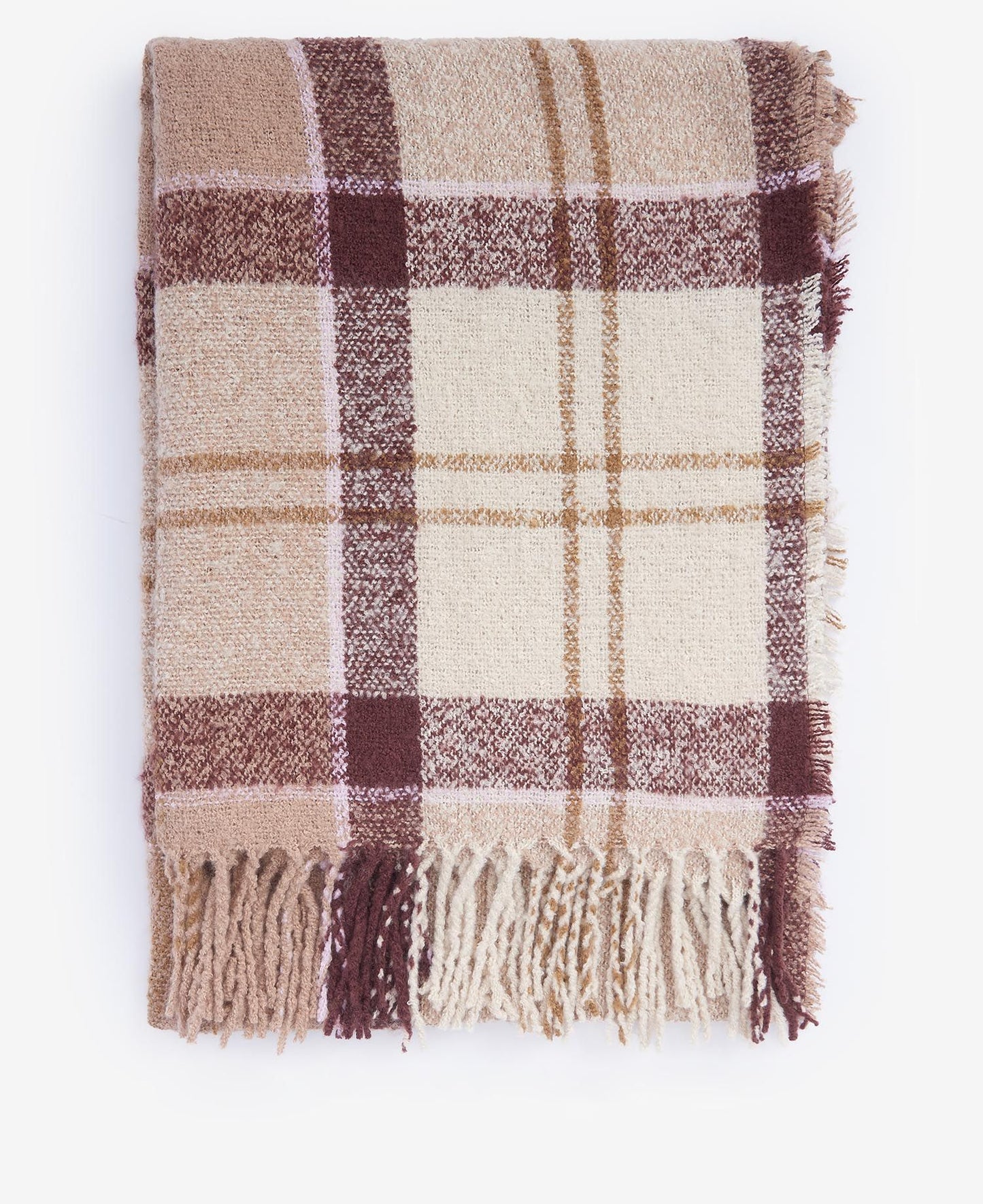 Barbour Scarf Tartan Boucle Muted Cabernet