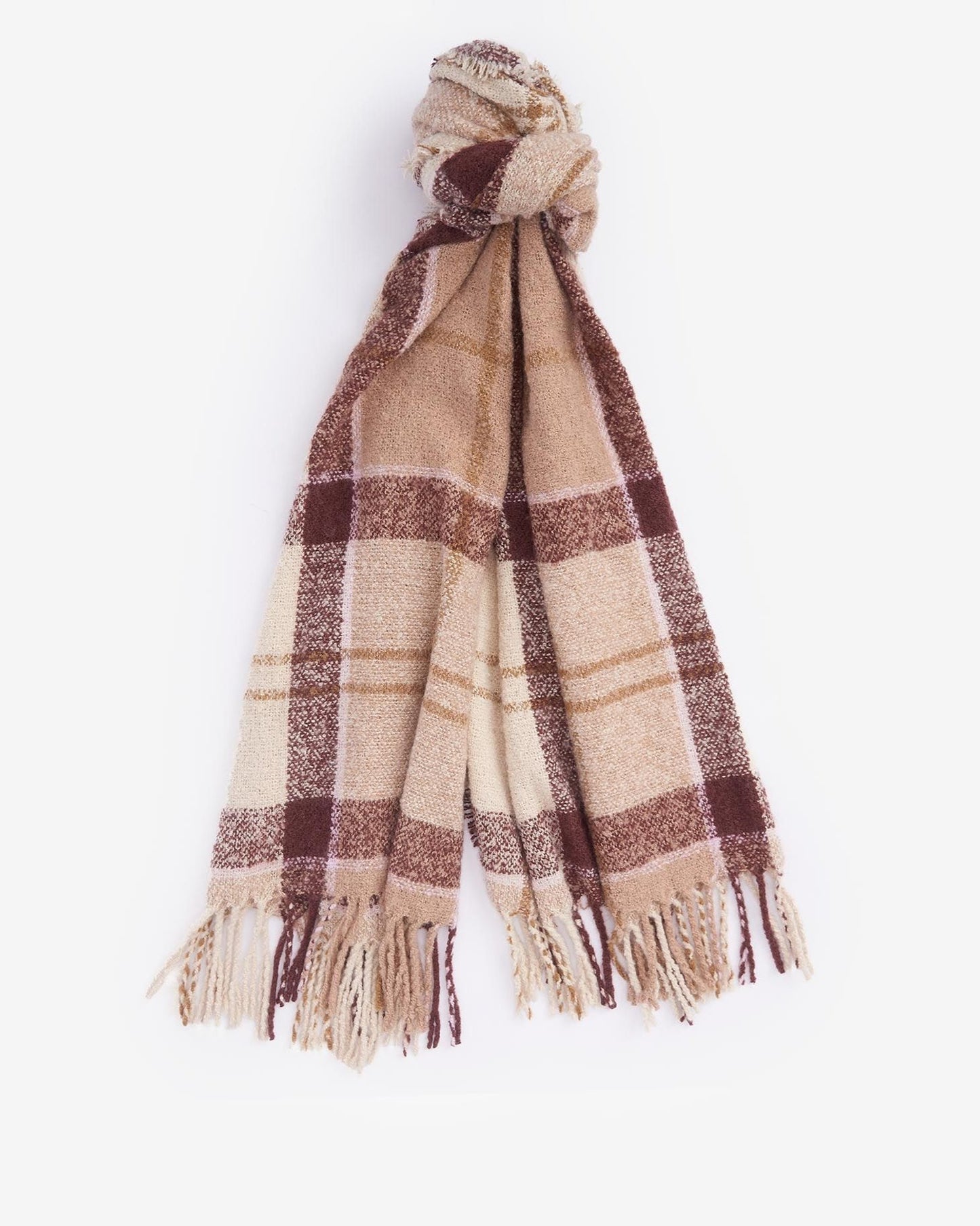 Barbour Scarf Tartan Boucle Muted Cabernet