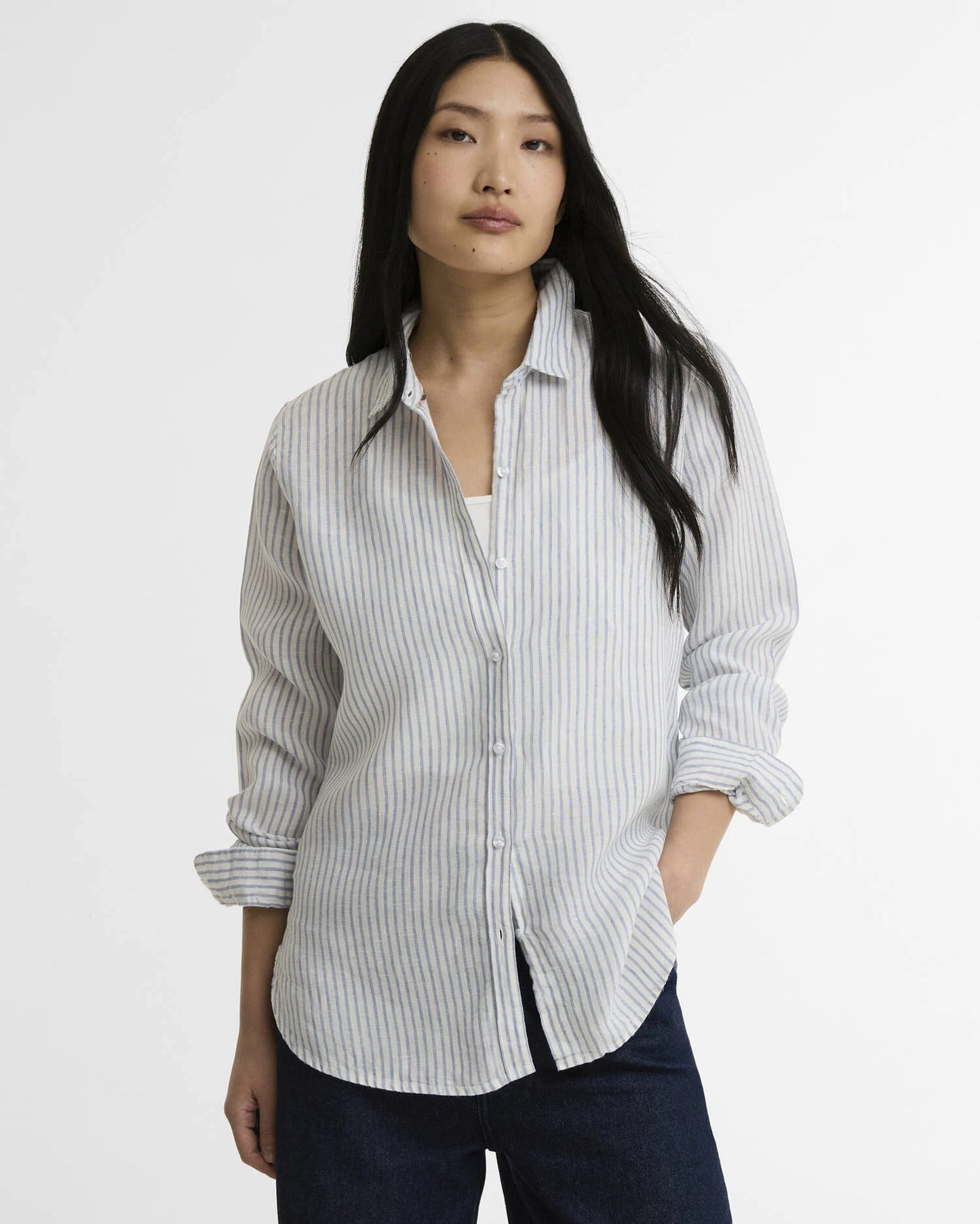 Barbour Shirt Woman Marine Chambray Stripe