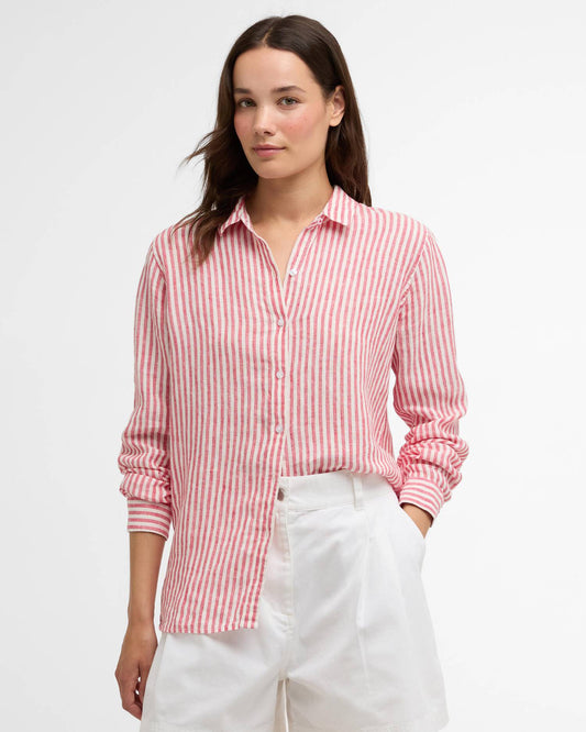 Barbour Shirt Woman Marine Stripe Poppy Red