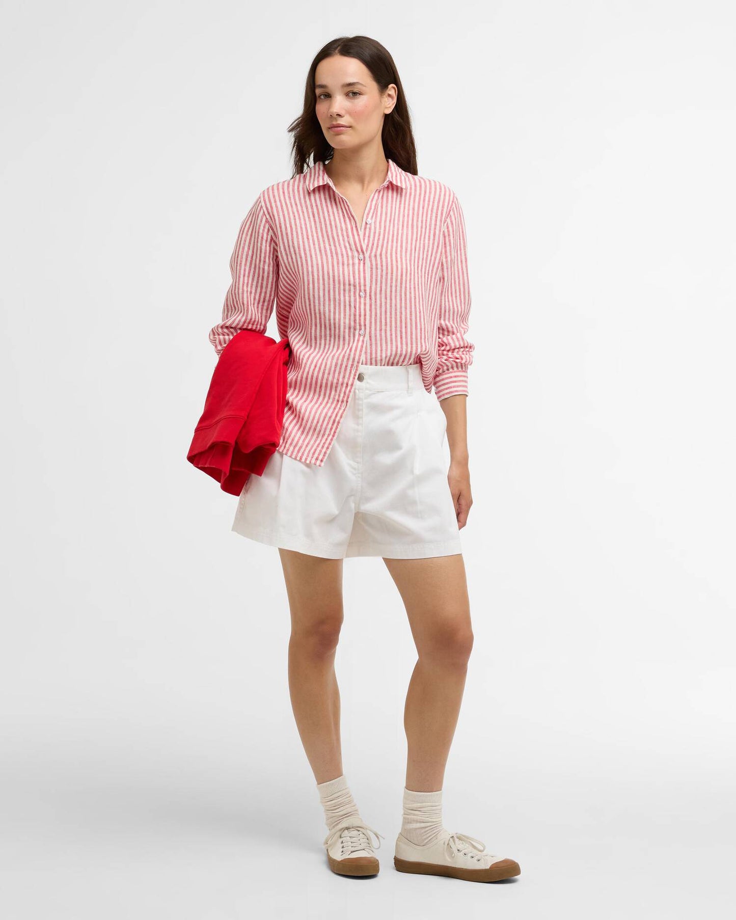Barbour Shirt Woman Marine Poppy Red Stripe