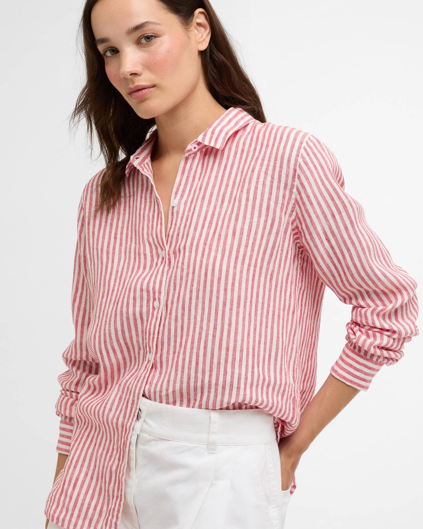 Barbour Shirt Woman Marine Poppy Red Stripe