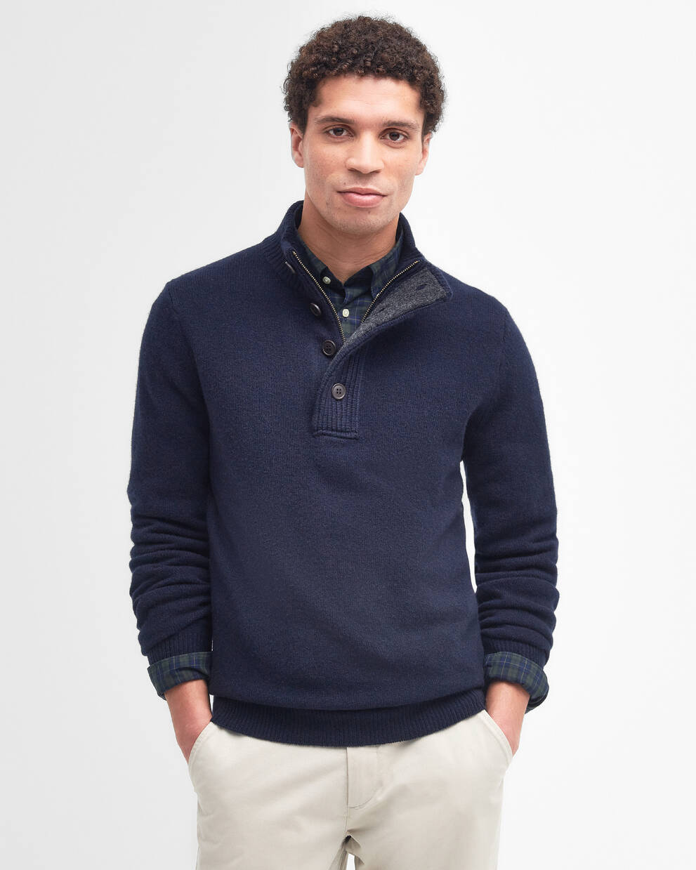 Barbour Sweater Man Knitwear Zip II Navy