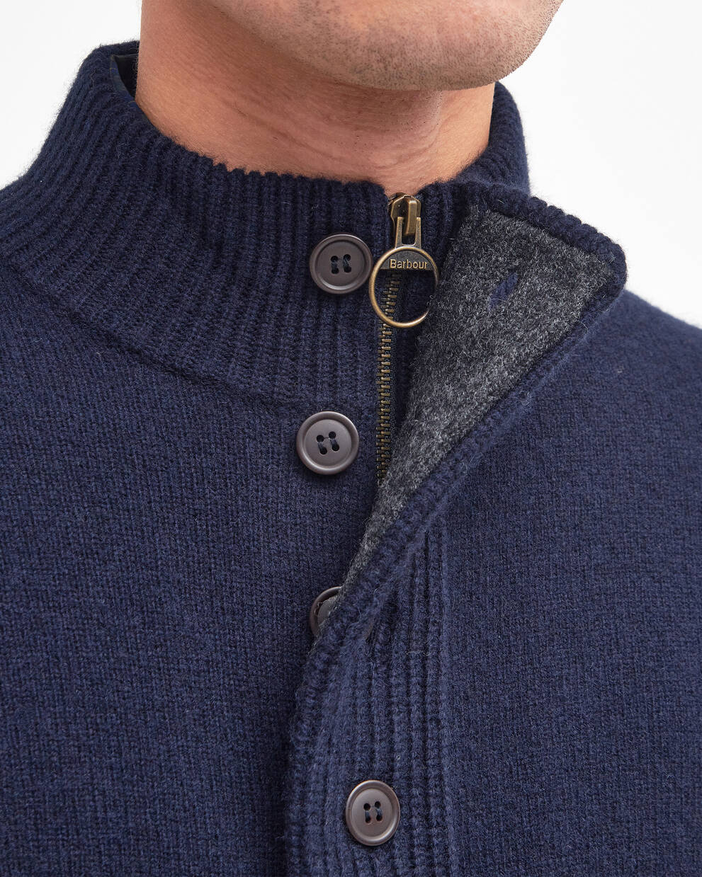 Barbour Sweater Man Knitwear Zip II Navy