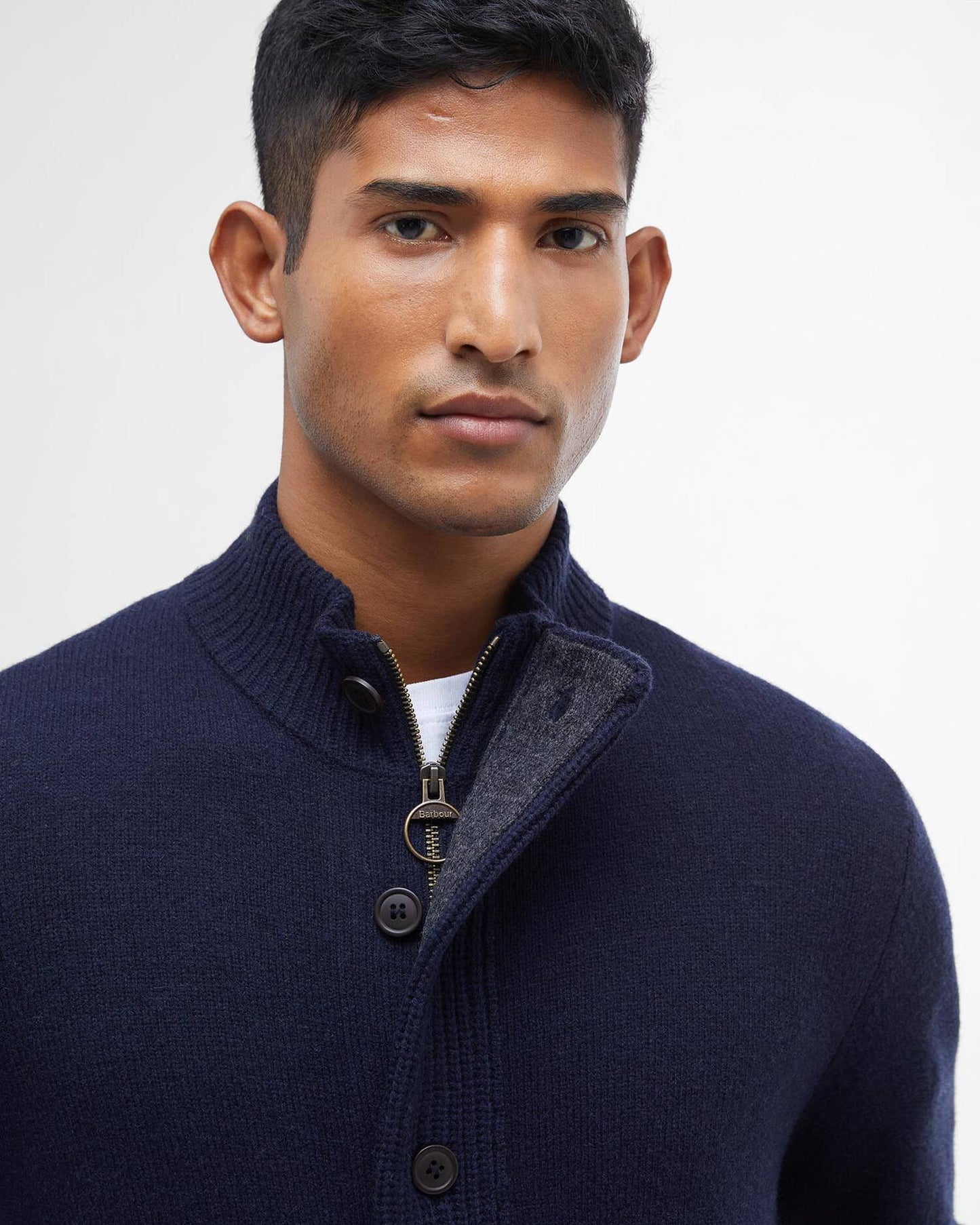 Barbour Sweater Man Knitwear Zip Navy