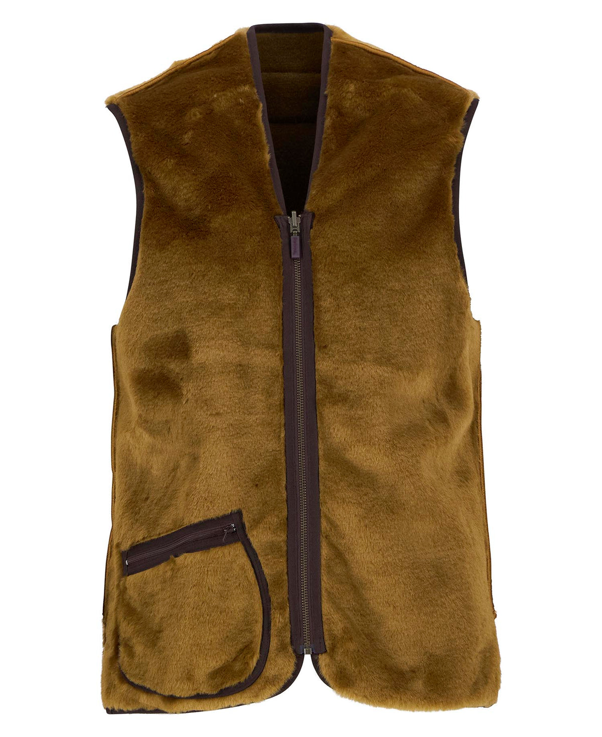 Barbour Liner Man Pile Warm Waistcoat Zip Brown