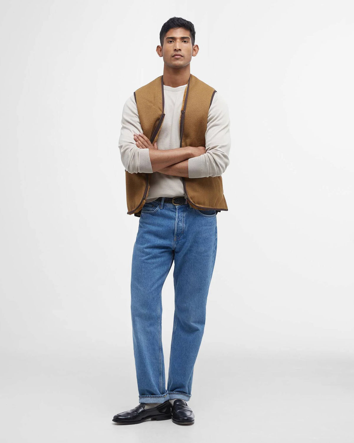 Barbour Liner Man Pile Warm Waistcoat Zip Brown