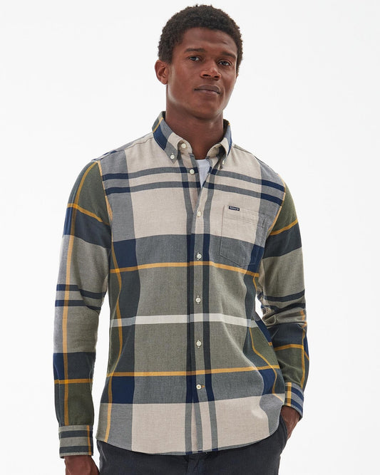 Barbour Shirt Man Dunoon Tailored Forest Mist