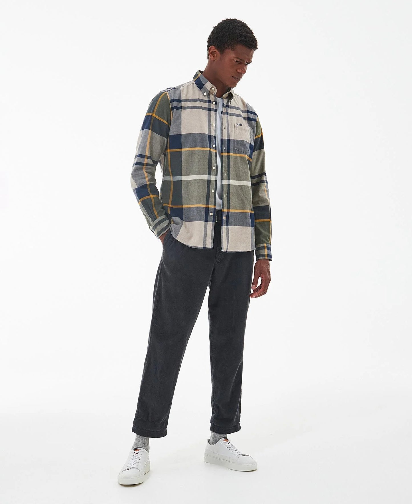 Barbour Shirt Man Dunoon Tailored Forest Mist