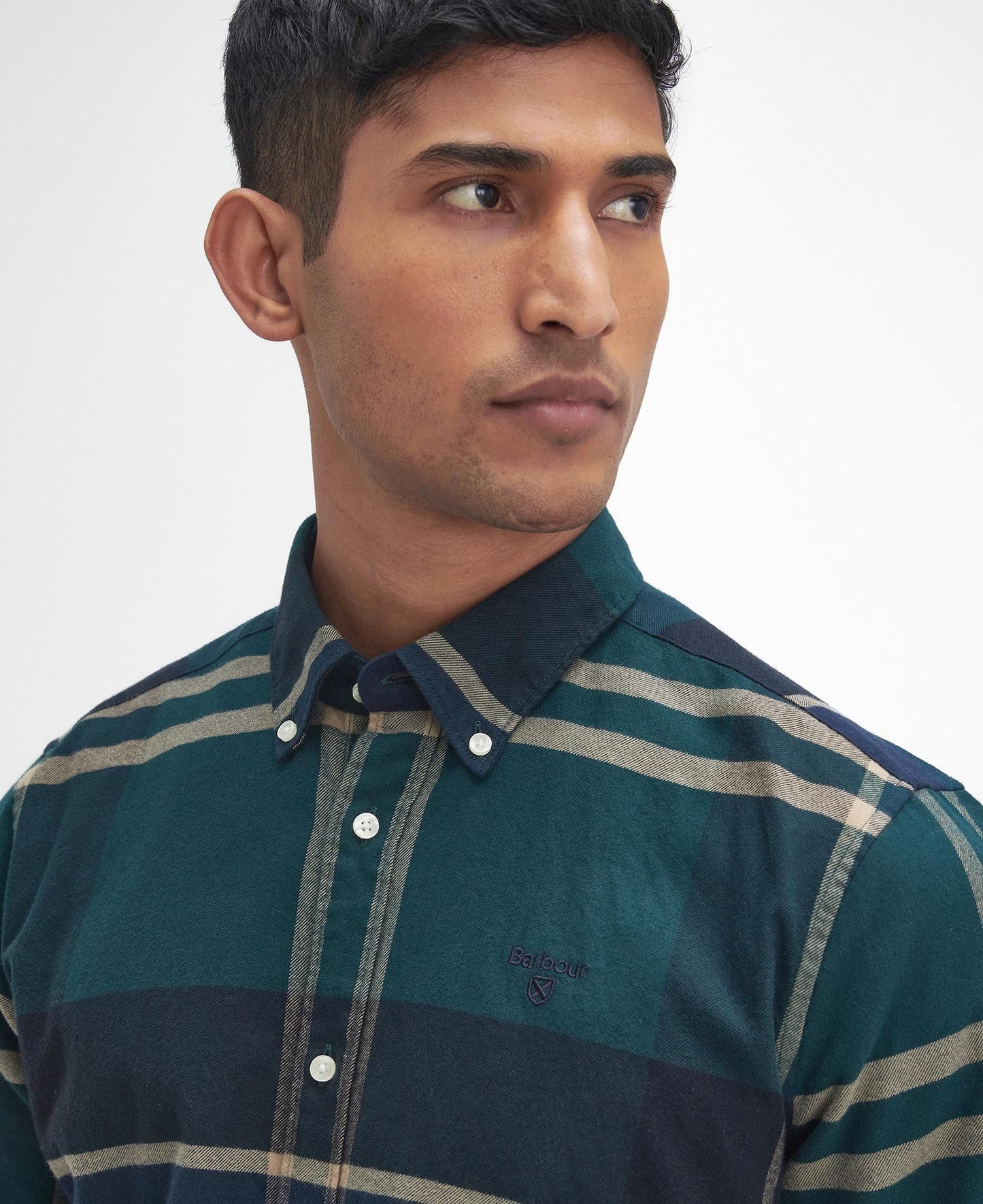 Barbour Shirt Man Iceloch Tailored Green Loch