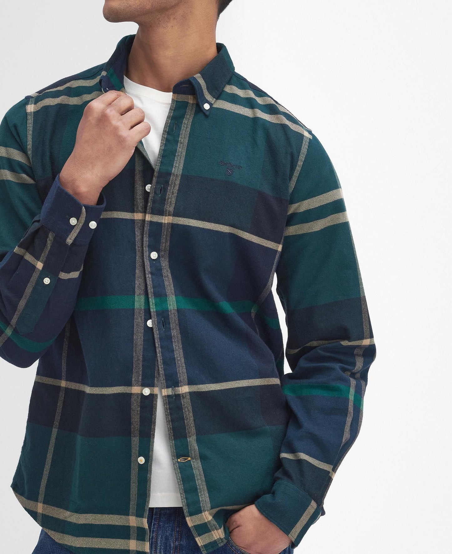 Barbour Shirt Man Iceloch Tailored Green Loch