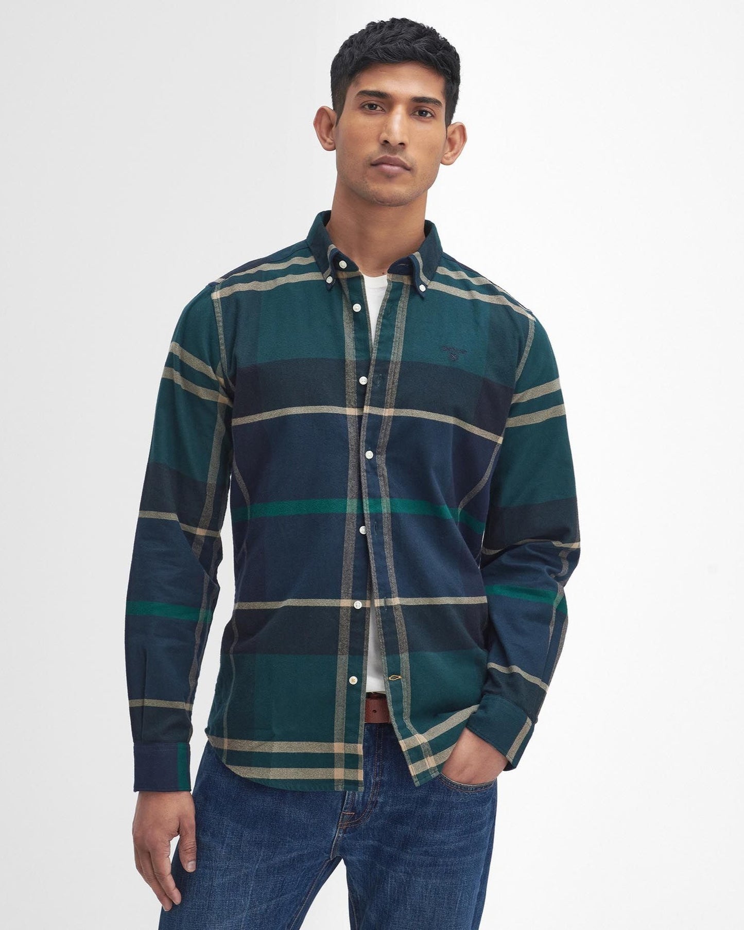 Barbour Shirt Man Iceloch Tailored Green Loch