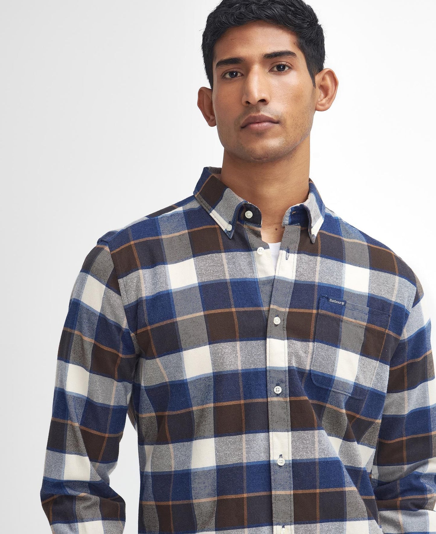 Barbour Shirt Man Valley Tailored Ecru