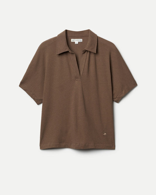Merz b. Schawnen T-Shirt Woman Polo Cotton Linen Faded Grain