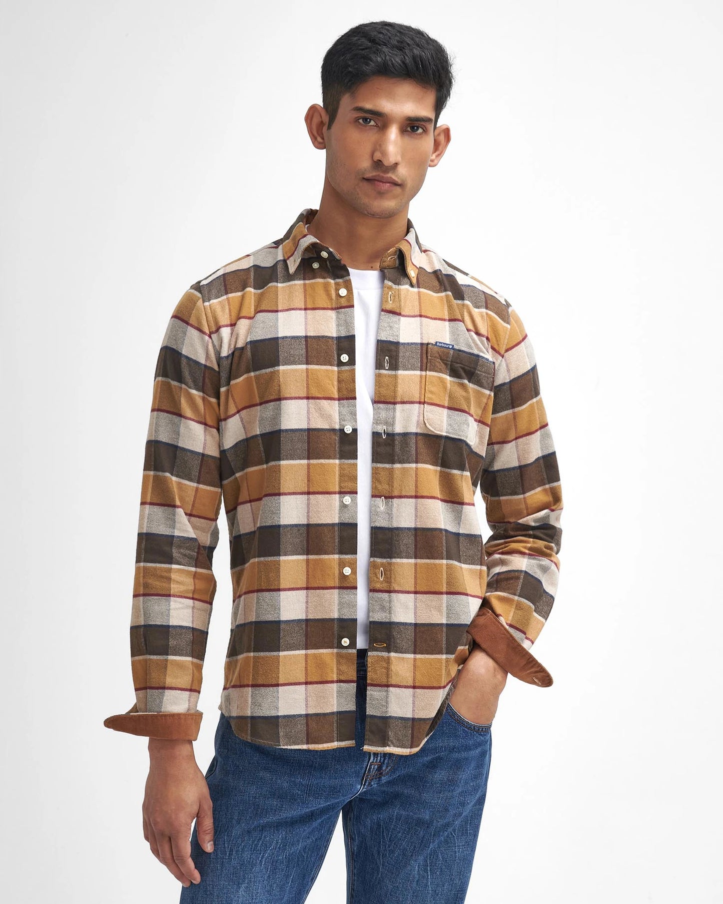 Barbour Shirt Man Valley Tailored Brown