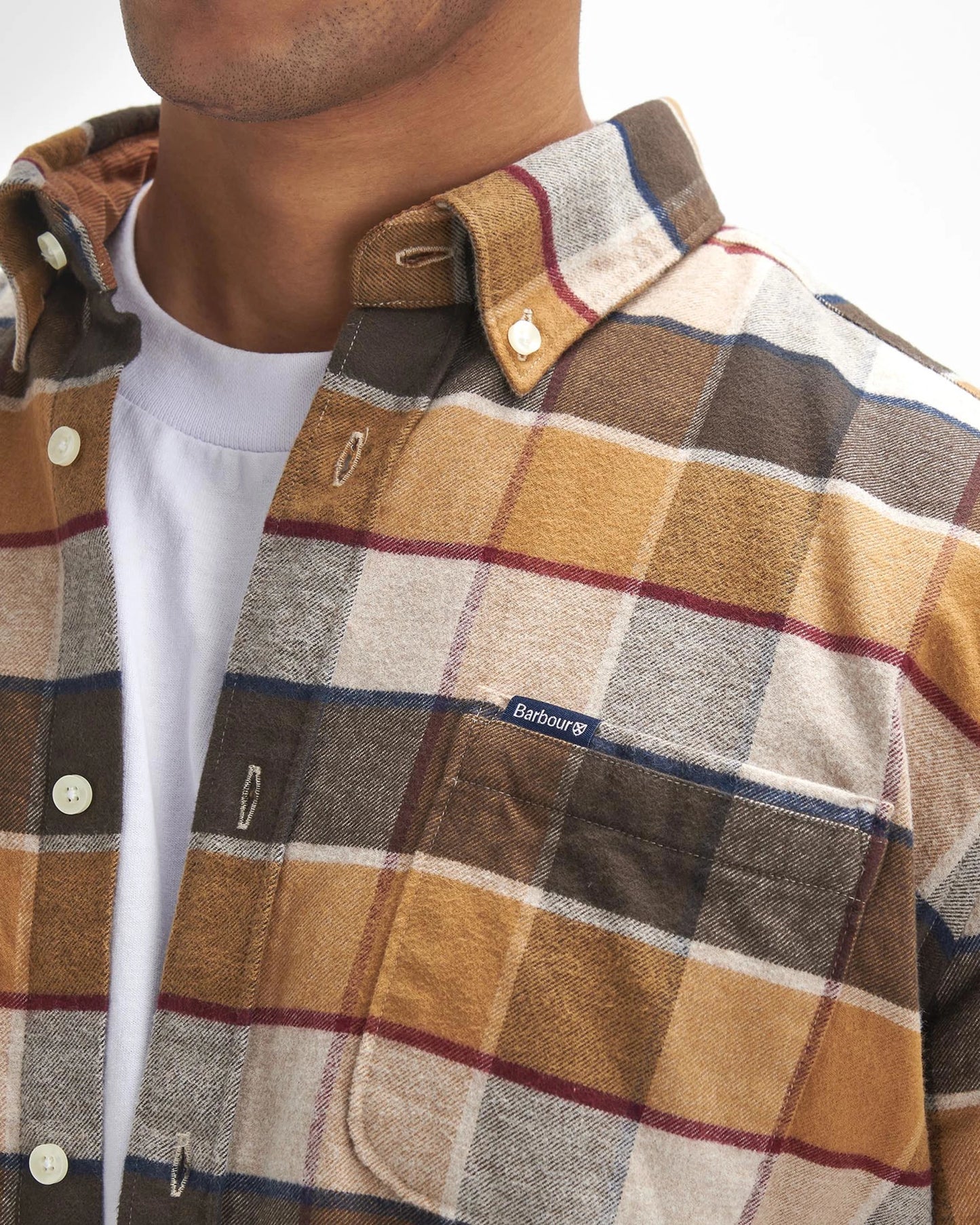 Barbour Shirt Man Valley Tailored Brown