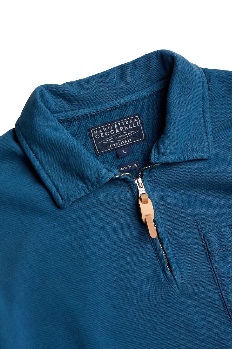 Manifattura Ceccarelli Sweatshirt Man Polo Zip Light Blue