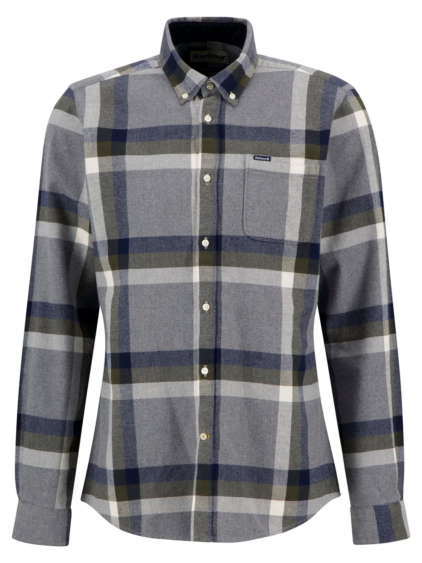 Barbour Shirt Man Folley Tailored Light Grey Marl