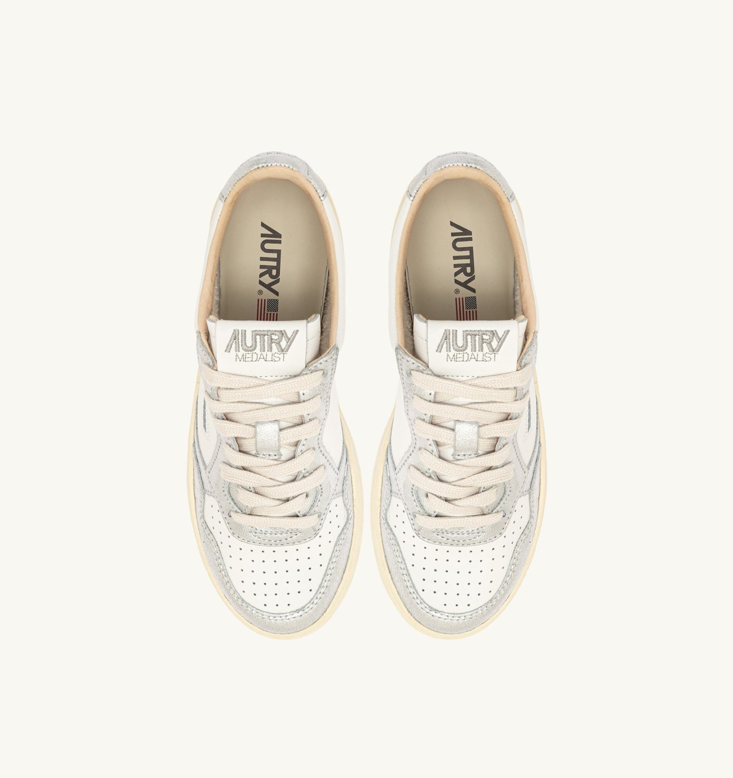 Autry WB18 White/Silver Bicolor Sneakers