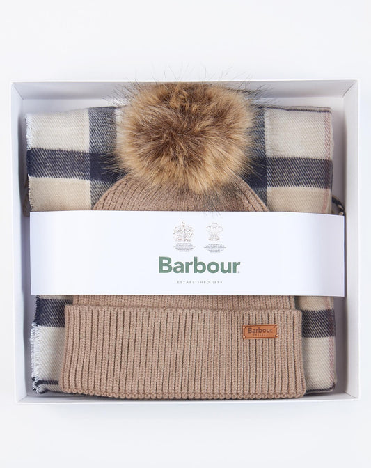 Barbour Scarf & Dover Beanie Gift Rosewood