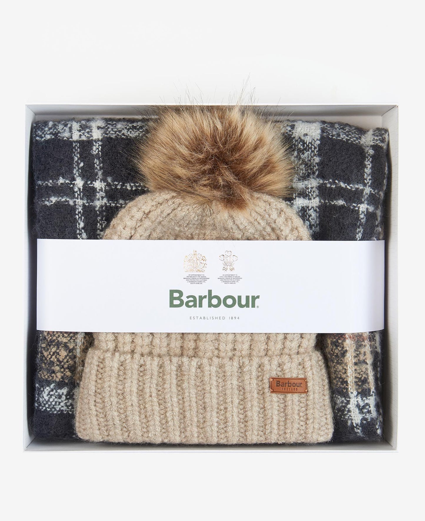 Barbour Scarf & Beanie Gift Saltburn Rosewood