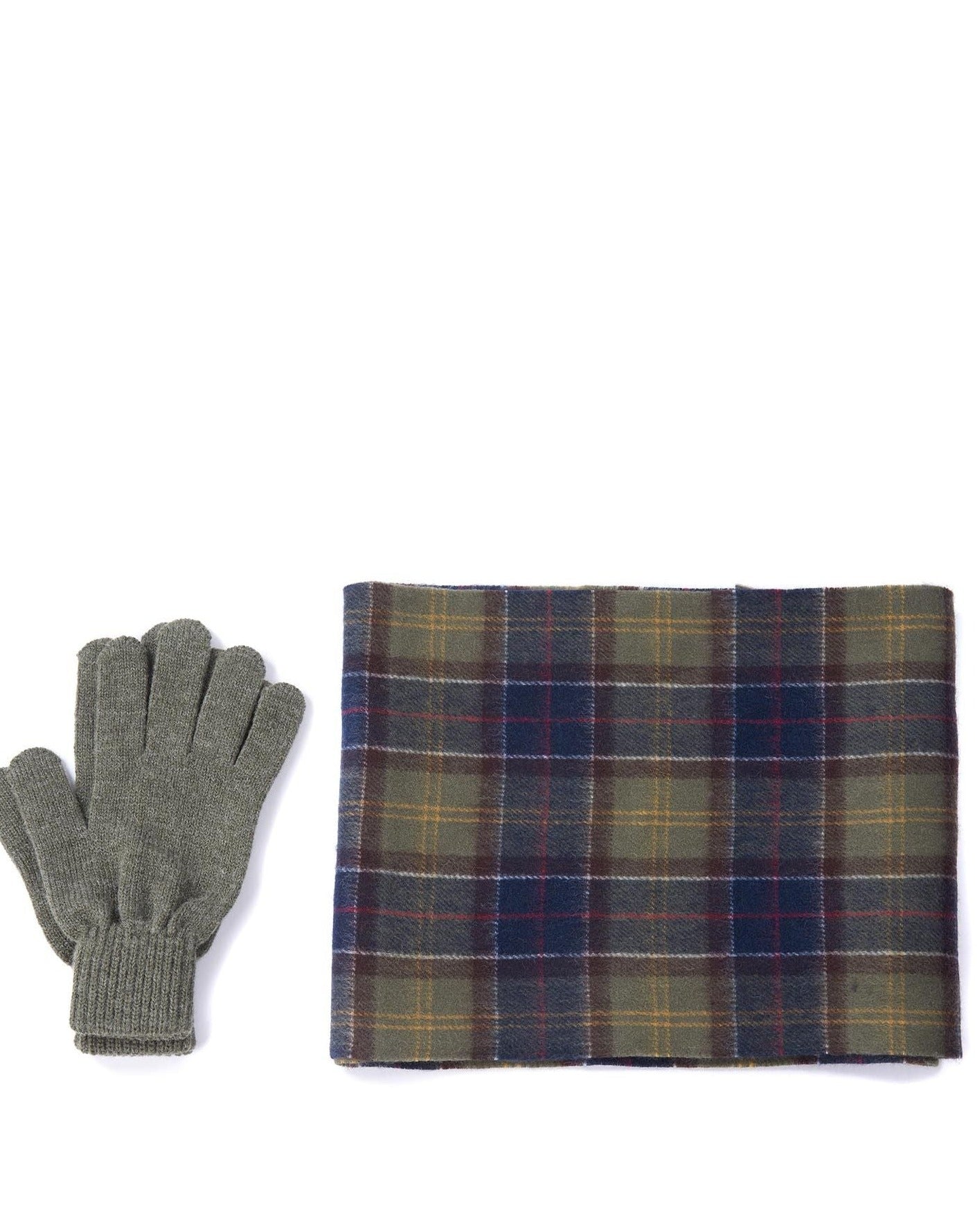Barbour Scarf & Glove Gift Classic Olive