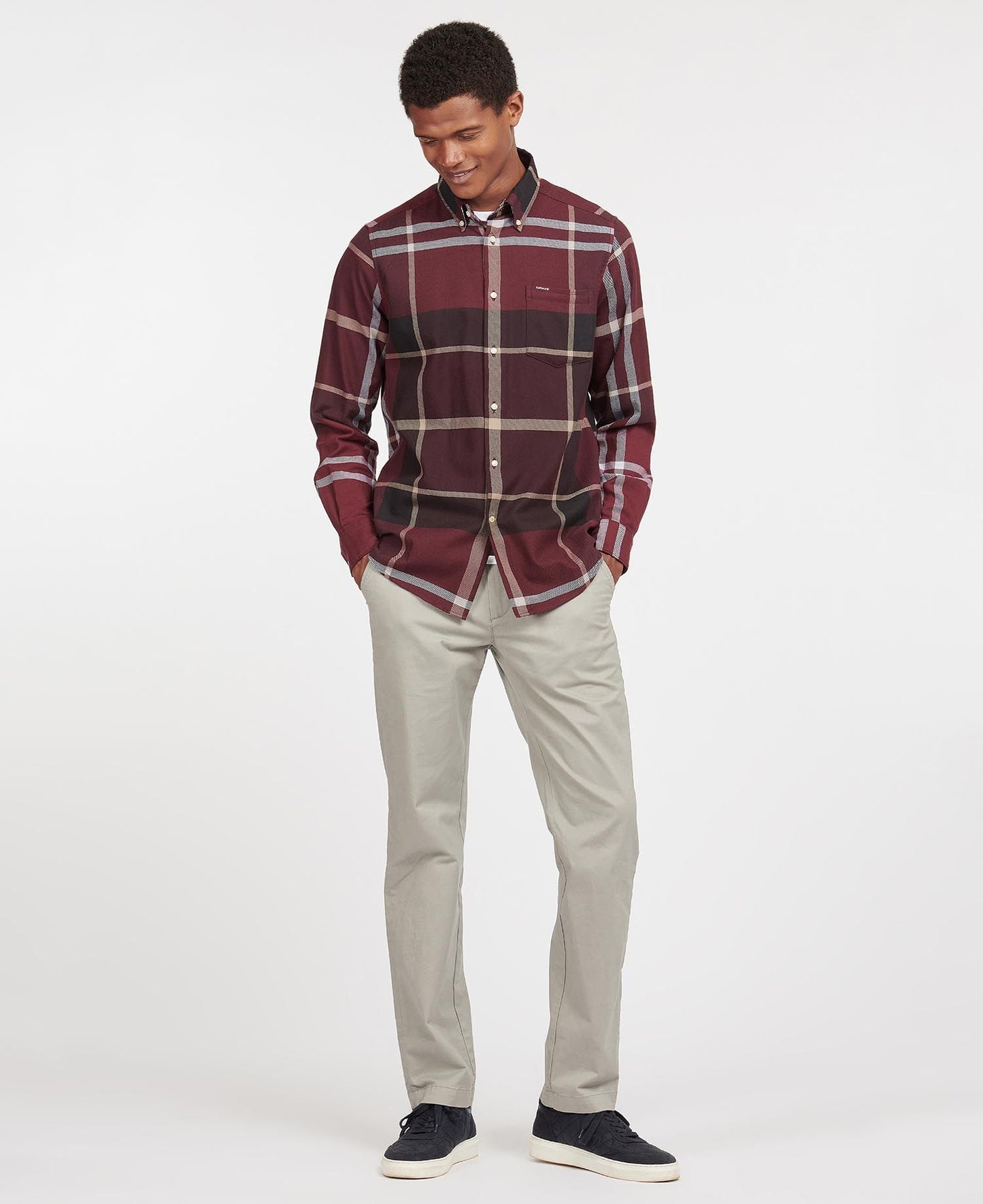 Barbour Shirt Man Dunoon Tailored Winter Red